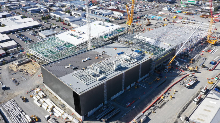 The construction of the Matatiki Hornby Centre. 